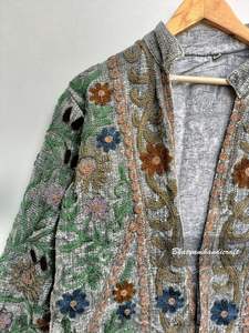 Suzani-Chaqueta larga bordada a mano para invierno, abrigo cálido, chaqueta acolchada de algodón, regalo para ella - Product Image 2