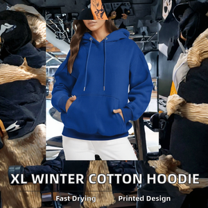 Sweat-shirts à capuche imprimés pour femmes grande taille, hiver, haute qualité, 100% coton polaire, logo sur le devant - Product Image 4