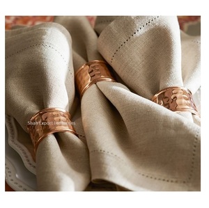 <b>Copper</b> Hammered Metal Napkin Rings for Wedding Event Party Dinner <b>Table</b> Settings Decorations Round Napkin Holders - Product Image 3
