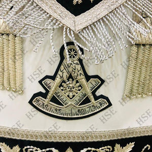 Tablier, poignets et collier de maître maçonnique brodés à la main, gants noirs HSE - Product Image 6