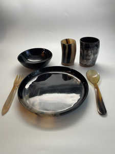 Ensemble de cuillères en corne fabriquées en Inde avec manche en bois, écologiques, compatibles lave-vaisselle, ustensiles pour salade, cuisine domestique, fabriqué en Inde - Product Image 6