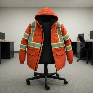 Ansi Class 2แจ็คเก็ตกันน้ำ LED สะท้อนแสงมองเห็นได้ชัดเจนพร้อมโลโก้ออกแบบเองสำหรับผู้ใหญ่ผู้ชายชุดทำงาน - Product Image 3
