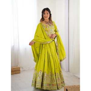 Nueva ropa de fiesta lehenga choli para la ropa de fiesta y la ropa de boda por lo tanto temporada festiva Lehenga detalles Tela Crepe natural - Product Image 1