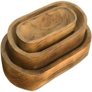 Cuencos de masa de madera rústica hechos a mano, velas de madera ecológicas y cuencos para servir para fiestas, accesorios de mesa de café al por mayor - Product Image 5
