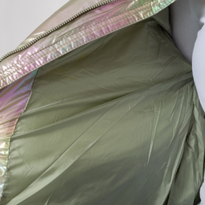 เสื้อแจ็กเก็ตแบบมีซิปคอตตอน/โพลีเอสเตอร์คอตตอนสีเบจแขนยาวทรงพอดีตัวปกติทำจากโลหะเงาวาวระบายอากาศได้ดี - Product Image 5