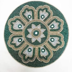 Luxury Seed Beads Embroidered Handmade Table Dining Placemats-NOVA STAR <b>CRAFT</b> Customizable Color & Size Party & Home Use - Product Image 4