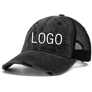 หมวกทรูเกอร์6แผงวินเทจฟอกสีโลโก้ที่กำหนดเองหมวกทรูเกอร์ปักลาย - Product Image 3