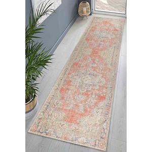 Tapis rouge style Oushak : design vintage antidérapant, tailles personnalisées, tapis fin non tissé - Product Image 4