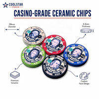 Lot de jetons de poker en céramique 10g, 39mm, design personnalisable, avec plateau, pour jeux de casino, divertissement et jouets - Vente en gros