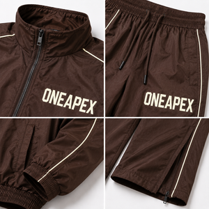 Men's Brown <b>Track</b> Suit Set Lightweight <b>Nylon</b> Windbreaker Jacket Jogger <b>Pants</b> Custom Sportswear Casual Two Piece Outfit - Product Image 5