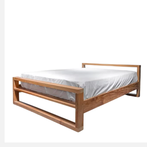 โครงเตียงไม้สักทึบมุมโค้งมนและการออกแบบที่เรียบง่ายราคาไม่แพง - Product Image 2