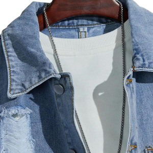 Veste en jean américaine rétro délavé déchiré pour hommes Printemps Automne Marque de mode Loose Cargo Fall Jeans Jacket pour hommes - Product Image 3