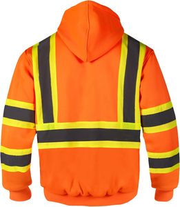 Sweat à capuche en polaire de sécurité haute visibilité personnalisé ANSI classe 3 vêtements de travail réfléchissants pour hommes sweat-shirt veste de sécurité pour la construction - Product Image 5