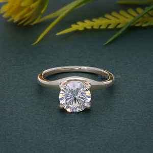 New Arrival IGI Certified 1Ct VVS Lab Grown Diamond Gold Plated 925 Sterling <b>Silver</b> <b>Solitaire</b> Engagement <b>Ring</b> Women's Jewelry - Product Image 3