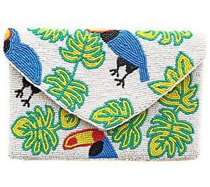 Pochette de soirée vintage en perles colorées, broderie perlée, sac à main tendance fait main - Product Image 3