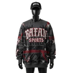 Sweat-shirt ample pour femme, tissu polaire de haute qualité, imprimé gris foncé avec des strass scintillants, sweat-shirts respirants pour femme - Product Image 1