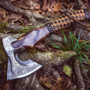 Pedidos a granel personalizados al por mayor, servicio OEM y ODM, hacha profesional de caza de Damasco hecha a mano, hachas forjadas a mano, hachas de acero al carbono - Product Image 6