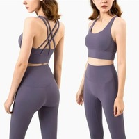 Ensemble de Vêtements de Sport Yoga Leggings et Hauts Tenues de Fitness Sportives Vêtements de Gym Soutien-Gorge et Pantalons Ensembles Tenue de Course pour Femme