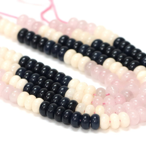 ลูกปัดควอตซ์สีชมพูและสีฟ้าทรงรอนเดล: งานฝีมือจากอัญมณีเกรด AAA ผิวเรียบ (7-8 มม.) - Product Image 4