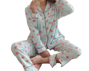Conjunto de Pijama de Algodón de 2 Piezas para Mujer, Cintura Elástica, Transpirable, de Secado Rápido - Product Image 2
