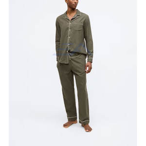 Cotton Made Breathable Casual Men Sleeping Set High Quality 2-Piece Thickened Warm Nightwear <b>Low</b> MOQ - Product Image 3