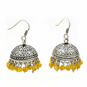 Elegante desgaste de fiesta, diseño bohemio, piedras preciosas de Natural citrino, pendientes de borla Jhumka para ella, pendientes de gancho hechos a mano, joyería fina - Product Image 1