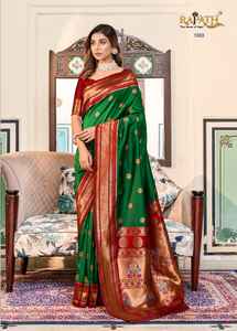 Dernier concepteur lourd Paithani soie tissage frontière Saree haute qualité ethnique Fab Zone Sari pour adultes pour les fêtes - Product Image 2