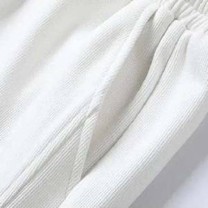 Pantalones cortos de algodón para hombre con diseño de logotipo personalizado OEM de etiqueta privada con cordón en la cintura, pantalones cortos para correr con decoración de botones de Color blanco - Product Image 4