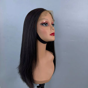 Perruque 18 pouces, couleur noire, qualité supérieure, dentelle frontale 4x4, perruque avec dos tissé, 100% cheveux humains vierges, dentelle Vietnam - Product Image 1