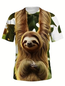 T-shirts graphiques pour hommes Summer Casual Daily Wear Silk Screen Printed O-Neck Regular Fit Respirant Anti-Pilling 100% Cotton - Product Image 6