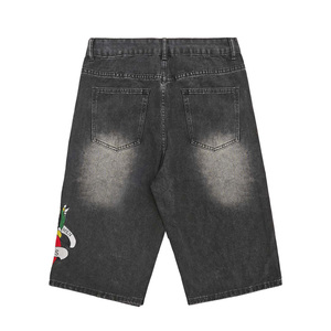 กางเกงขาสั้นผ้ายีนส์ขาสั้นสำหรับผู้ชายกางเกงขาสั้นทรงหลวมปักโลโก้ฤดูร้อนยอดนิยม2025 - Product Image 3