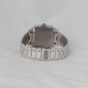 Élégant cadran rouge luxe automatique VVS Moissanite diamant montre chiffres romains cadran carré avec bande entièrement glacée largeur 20mm - Product Image 4