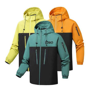 Veste coupe-vent en polaire à manches en cuir et toile de haute qualité OEM Veste coupe-vent imperméable à l'eau Logo personnalisé imprimé High Street - Product Image 5