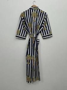 Kimono bohème de style bohème pour femmes coupe décontractée léger en coton Robe longue au sol robes décontractées en coton naturel 100% - Product Image 2