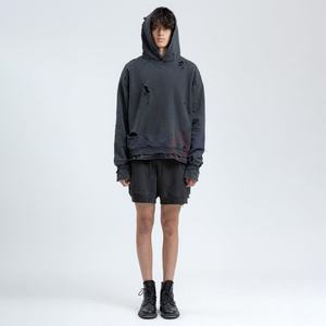 Sudadera con Capucha de Invierno de Alta Calidad, Extra Grande, Gruesa, de Forro Polar 100% Algodón, con Diseño Desgastado y Logotipo Personalizado en la Manga para Hombre - Product Image 6