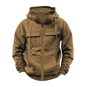 Nouveau haute qualité loisirs Sports hommes à capuche fermeture éclair à capuche manteau multi-fonctionnel haut sport Jogging porter des vêtements quotidiens - Product Image 1