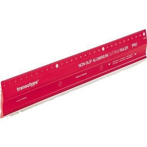 Regla de Corte de Aluminio Roja Transotype PRO de 30 cm, Doble Cara, Biselada, Sin Escala en Ambos Lados - Product Image 1