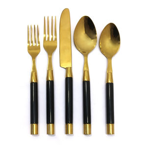 Vente chaude Ensemble de couverts en acier inoxydable plaqué or avec longue poignée blanche Ensemble de couverts de mariage en acier inoxydable pour la maison - Product Image 5