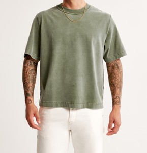 เสื้อยืดคอตตอน 100% แบบยูนิเซ็กซ์สำหรับผู้ชาย สกรีนโลโก้ตามสั่ง พิมพ์ลาย DTG เสื้อยืดเปล่า แขนสั้น คอกลม ล้างสีแบบ Acid Wash - Product Image 1