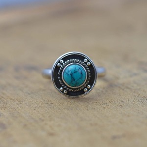 Boho Style classique bague bijoux pour femmes bijoux en argent 925 en argent Sterling Turquoise pierre précieuse à la main bague cadeau pour l'amour - Product Image 2