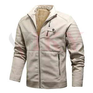 Veste en cuir décontractée à col montant pour homme, veste pour jeunes faite à la main pour le printemps et l'automne, vente en gros de vestes en cuir - Product Image 5