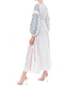 Nouvelle mode Exclusive pour femmes, longue robe d'ukraine décontractée à manches ballon, longueur cheville, brodée, ceinturée - Product Image 3