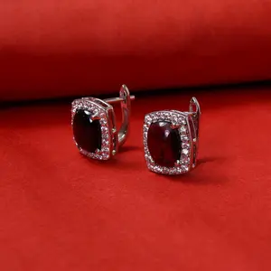 Pendientes de Diamantes Geométricos, Plata de Ley, Modernos, para Compromiso, Boda, Circonita Geométrica para Compromiso, Perla para Aniversario de Bodas - Product Image 3