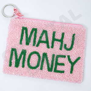 Hermosa bolsa de monedas de moda, accesorio con cuentas de semillas de fútbol - Product Image 5