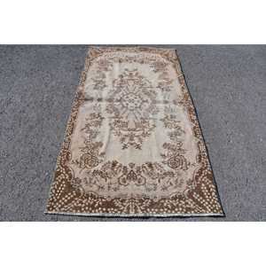 Tapis turc vintage 3,7x6,9 pi (113x211 cm), tapis persan brun - Product Image 1