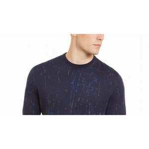 Maglione Vintage da Uomo Alfani Blu XX-Large con Motivo a Schizzi di Vernice e Logo Stampato, Invernale Autunnale, Lavorato a Maglia, Sottile - Product Image 2