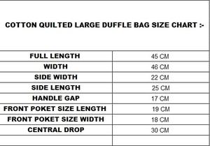 Duffle Bag Cotton Quilted for <b>Women</b> Unisex with Zipper Closure <b>Travel</b> Bag - Product Image 5