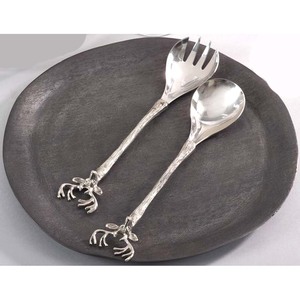 Hot Selling Stainless Steel Silver Mirror Polished Long Wire Handle <b>Spoon</b> & Fork Soup Salad <b>Serving</b> <b>Spoon</b> & Fork Server Set - Product Image 3