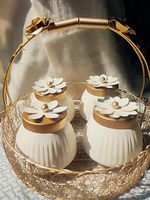 Panier-cadeau en aluminium doré avec 2 bocaux pour anniversaire de mariage, boîte de rangement pour fruits secs et sucrés