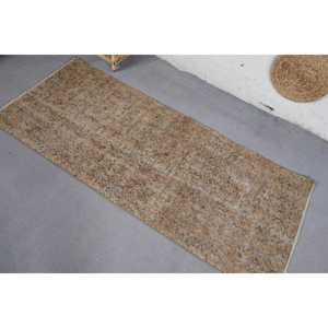 2.6x6.2 ft Turkish Rug, Vintage Accent Rug, <b>Brown</b> Plants & trees <b>Wool</b> Rug - Product Image 4